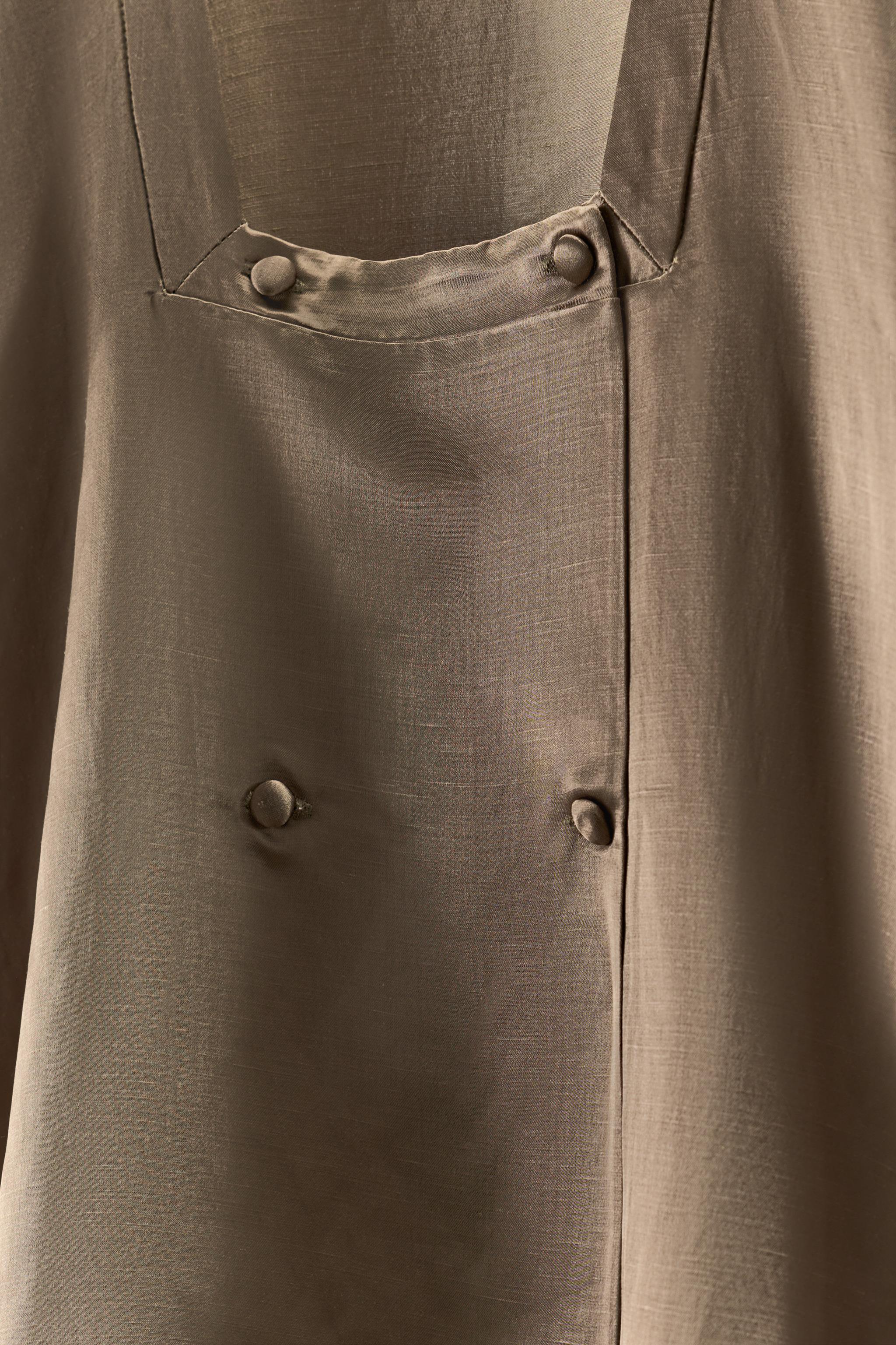 LINEN BLEND WRAP SHIRT